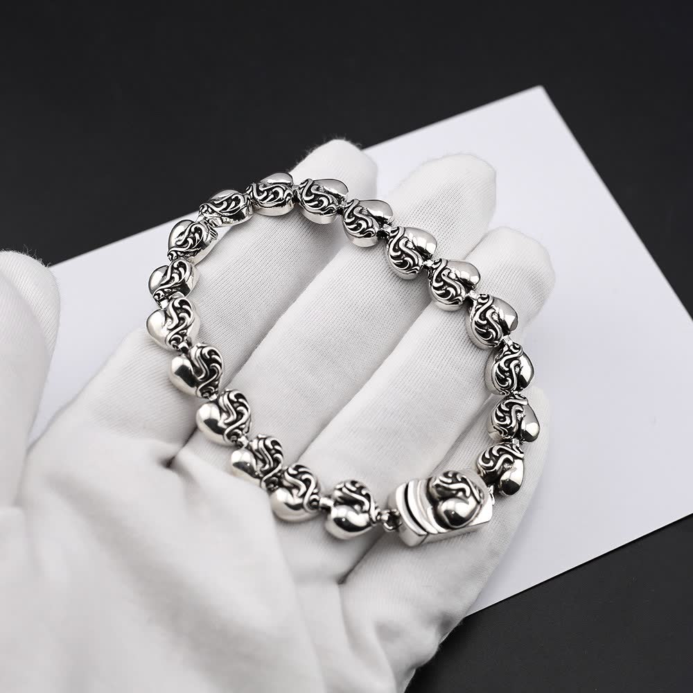 Chrome Hearts Sterling Silver Filigree Heart Bracelet